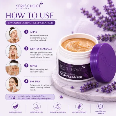 Deep Cleanser Lavender Extract | Facial Cleanser for Deep Cleansing & Fresh Skin